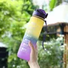 Nowe duże kubki pojemności Gradient przenośna plastikowa butelka z wodą ze słomką 1000 ml Multicolors Outdoor Podróżujący sport