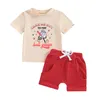 Set di abbigliamento per bambini in estate 2 pcs outfit kid baby da baseball cartone animato t-shirt a maniche corte con pantaloncini elastici