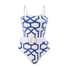 Kvinnors badkläder LACKEY2024 Tvådelad baddräkt Digital tryck Belly Bälte överdimensionerad blus för kvinnor