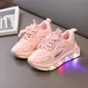 Child Fashion Sport Shoes Summer Luminous Breathable Kids Boys Net Girls LED Sneakers Light Running 240430