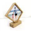 Stock Bamboos Love Blank Photo Cadre avec magnétisme DIY Double Round Wood Sublimation Heart Painting Frames Picture Decoration Sended Ba Plot