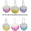 Handtasche Tasche Tie-Dye-Taschen Einkaufskäufer Mesh Net Net Net Wattewollbeutel Langer Griff wiederverwendbarer Obstbeutel Zuhause Gemüse Organizer