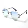 Buffs Solglasögon Vintage 0092 Män och kvinnor Designar Rimless Pilot Shape Retro Glasögon Utsökta Cut Lens UV400 Eyewear Gold Light C5669607