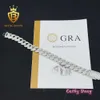 Bracelet hip hop à vente chaude 12 mm Ice Out S925 Silver VVS Moisanite Diamond Cuban Link Chain Collier Bracelet