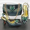 Dress Shoes Nigeria Boutique Suits Party Silver And Bags Set Italian Design High-Heeled Women's With Shiny Two-Purpose