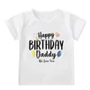 Familienübereinstimmende Outfits alles Gute zum Geburtstag Daddy Wir lieben dich Familienpatchierende Kleidung Geburtstag Ballon Print Mutter und Kinder T -Shirts Mode Look White Tees T240513