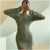 Robes décontractées Znaiml 2022 Été sans dos coupé en manches longues mini robe pour les femmes Bodycon Sexy Birthday Party y2k tenues Drop de Dhli1