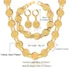 Dubai Gold Color Jewelry Sets Necklace Bracelet Earrings For Women Ethnic Islamic Religion Coin Muslim Set Wedding Jewelry 240511