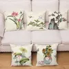 Kudde Super Soft Short Plush Nordic Style Colorful Chinese Link Plant Cover Cover Case Soffa Flower Pillow Case