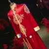 Groom di abbigliamento etnico Stubito tangamico vintage Cheongsam Abito da sposa tradizionale cinese in raso costume da ricamo Qipao Vestitido Oriental