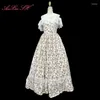 Robes de fête anxin sh vintage princesse blanche coton rose rose rose et dentelle de fleur