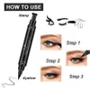 Qic qini kleurafdichting dubbele kop eyeliner pen waterdichte snel drogen 2in1 driehoek vleugelafdichting eyeliner vloeibare pen zuidoost