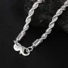 Chaines 925 Serling Silver 16/18/20/22/24 pouces Collier de chaîne de corde torsadé 4 mm pour femmes