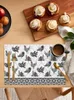 Table Mats 4/6 Pcs Retro Rooster Hen Floral Texture Placemat Kitchen Home Decoration Dining Coffee Mat