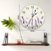 Horloges murales aquarelle lavande fleur papillon rétro rétro conception moderne Design silencieux pour la chambre à coucher rond suspendu