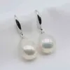 Stud Earrings Women's Baroque Diameter 12-13mm Beautiful White Gloss Large Drop-shaped Pearls 925 Sterling Silver Pearl