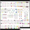 Navel Bell -knop Rings Bell Button Promotie 110 pcs Mixed ModelsColors Body Sieraden Set Resin Wenkbrauw Navel Belly Lip Tongue Neus P DHJ5E