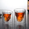 Tasse de café à double tasse de café en verre à double tasse de crâne transparent pour le whisky whisky tequila vodka et bière 240509