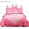 Ensembles de literie Ensemble de coton couette à couvercle d'oreilleur de lit d'oreiller jupe à lit matelassée Princesse chaude d'hiver Home 3-4pcs Cadeau