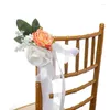 Decorative Flowers 1pcs Festival Wedding Rose Simulation Flower Chair Back Church Banquet Celebration Cover Decoration