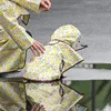 Hundekleidung Regenmäntel für große Hunde Polyester Regenmantel mit klarer Kapuze wasserdicht verstellbar Vintage Plaid Poncho