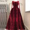 Partykleider muslimische Luxus navyblau Abend 2024 Meerjungfrau Kleid mit Rock sexy formelle serene Hill Plus Size GLA60914