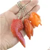 Party Favor Creative Simation Food Key Chain PVC Model Soft lijm nep gestoofde varkensbuik Belly Roasted Chicken Ring Gift RRA847 Drop Dhkub Dhkub