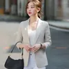 Women's Suits Notched Button Temperament Solid Suit Jacket Formal Office Lady Fashion Thin Blazers Three Quarter Sleeve Clothing