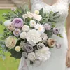 Декоративные цветы белая фиолетовая роза искусственная для домашних комнат декор свадьба свадьба