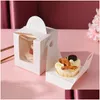 Gift Wrap 10Pcs/Set Kraft Paper Boxes Transparent Window Portable Cupcake Box For Christmas Wedding Party Supplied 230704 Drop Deliv Dhnej