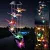 Dekoracyjne figurki Słoneczne Wiatr Jimes jasny kolor LED Lights Butterfly Wodoodporny lampa wisząca z dzwonkami na podwórko trawnik