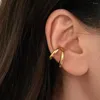 バックイヤリング女性のためのシンプルな金属二重層耳カフクリップ