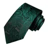 Bow Ties Hi-Tie Designer Paisley Black Green Elegant Tie For Men Fashion Brand Wedding Party Necktie Handky Cufflink Wholesale Business