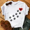 Women's T-Shirt Short Slves Cotton Tops Strwear Cartoon Colorful Heart Dog Paw Graphic Print T Shirt 90s Fashion Casual Women Unisex T Y240509