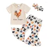 Clothing Sets Toddler Baby Girl Farm Outfit Free Range Short Sleeve Crewneck T-shirt Chicken Print Flared Pants Set Summer Clothes