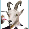 Masques de fête d'animaux Antilope Masque de chèvre nouveauté Halloween Costume Latex Fl Masquerade pour les adts