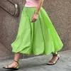 Signe OMSJ Women's Midi Solid Color Elastic Elastic High Casual Trendy Ruched Kawaii Fairy 2024 Female Matching Streetwear