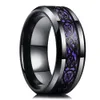 Pierścienie zespołowe pierścienie pasmo 8 mm mężczyzn stal nierdzewna Celtic Dragon Pierścień Inkrustowy Purple Włókno Włókna Weddna Dostawa Dhgarden OTS7 DHQCV