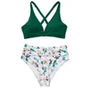 Womenki dla kobiet 2 -częściowe 2 -częściowe stroje kąpielowe seksowne siatki Ruched push up high talies bikinis sets 2024 Summer Beach Bathing Suit Siwmwear Siwmwear