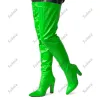 Sukeia Handmade Dames Winterdijboots Laarzen terug zipper sexy dikke hakken puntige teen oranje feestschoenen dames ons maat 5-15