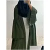 Vêtements ethniques Dubaï Moyen-Orient Womens Cardigan Robe Couleur solide Veste de pochette en vrac Europe et américaine Mode élégante DHD9Z