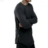 Trends da uomo Tanni magliette super lunga maniche lunghe arco hip hop con cimatolo her her zip tops