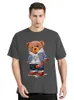 Rua Baseball Teddy Bear Boy T-shirt Men Tees Funny Rodty Streetwears