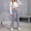 Damesbroek 2024 Modebroek Solid Color Patch Pocket Hoge elastische taille Rechte been Casual voor vrouwen