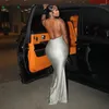 Casual Dresses Crystal Deep V Neck Slips Solid Backless Elegant Sexy BodyCon Maxi Prom Dress 2024 Autumn Women Clothes Birthday Party Y2K