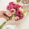 Decorative Flowers 1PC Artificial Bulbous ChrysanthemumTea Bud Combination Home Windowsill Bonsai Christmas Wreath Wedding Arch Decoration