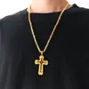 Collier pendentif à double couches en acier inoxydable Collier de religion avec chaîne
