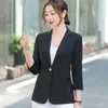 Women's Suits Notched Button Temperament Solid Suit Jacket Formal Office Lady Fashion Thin Blazers Three Quarter Sleeve Clothing