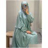 Vêtements ethniques Eid Hooded Femmes musulmanes One Piece Jilbab Long Khimar Hijab Robe de prière