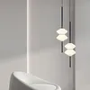 Designer Art White Glass LED Pendant Lamp Bedroom Foyer Kitchen Matsalsbelysning Fixturer Guld Black Metal Wire Justerbar